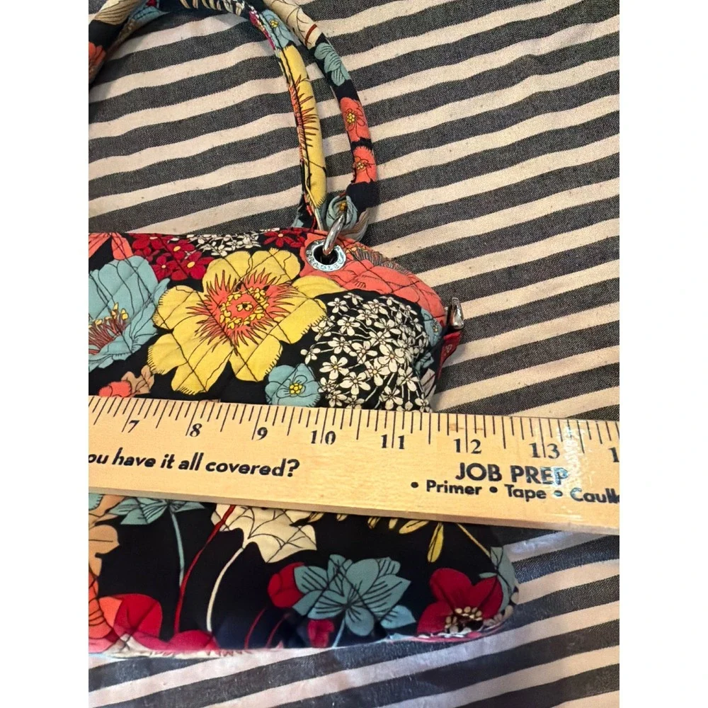 Vera Bradley Happy snails Quilted Cotton Floral Satchel Handbag Multicolor Black